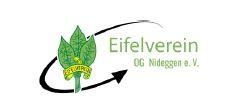 Een logo van de Eifelvereniging met groene bladeren en een gebogen pijl. De tekst "Eifelverein OG Niedegen e. V." is ook zichtbaar.
