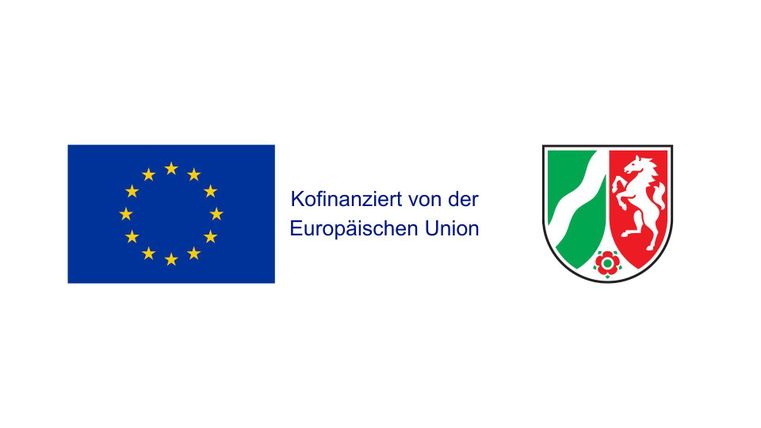 Een logo van de Europese Unie en een wapen. Daaronder staat de tekst „Medegefinancierd door de Europese Unie“.