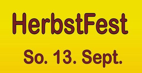 Ein buntes Plakat für das HerbstFest. Der Termin ist Sonntag, der 13. September.